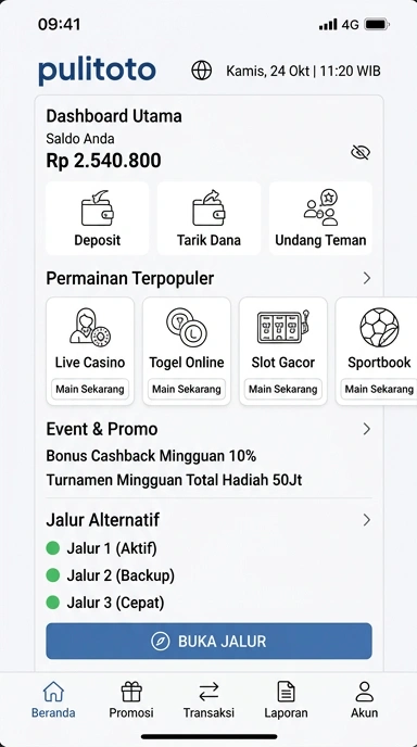 Tampilan link alternatif pulitoto